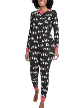 WONDERSHOP 2PC Penguin Themed Base Layer Pajama Set in Black Size Small — NWT